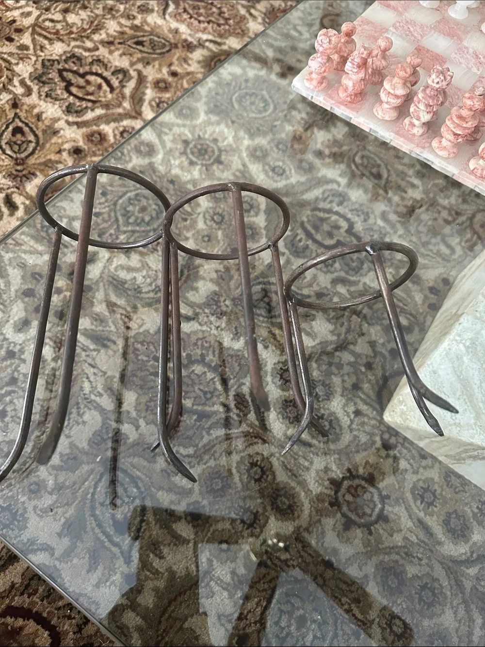 Crate & Barrel rod iron candle stands